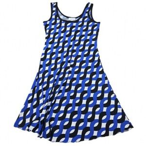 Calvin Klein Dress Womens Medium Geometric‎ Print Sleeveless Fit Flare Cocktail